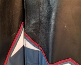 AV-8 ($100) Real leather Avalanche jacket for the 2001 Stanley Cup win.   By JH Design.  Size XL.  Shows some wear at back of neckline and front.  Overall very good condition.