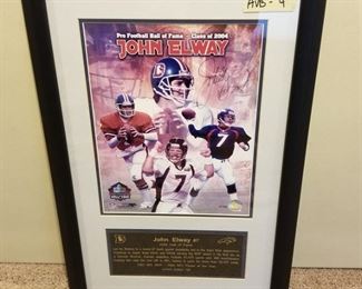 AVB-4 ($175) Another limited edition signed by  John Elway in 2004 for his induction to the Hall of Fame.  Comes with COA.  Measures 17.5" x 27"h.  Comes framed. LE 2/700