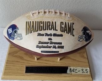 BRC-3.5 ($40) Broncos football "Inaugural game" one of a limited edition of 5000.  First game at Invesco Field at Mile High.  Comes with display case.