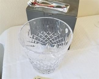 WAT-309 ($75)  Disney Waterford heavy crystal ice bucket with tongs #112137.  Never used, still has original sticker on the item.  Comes in the original box.