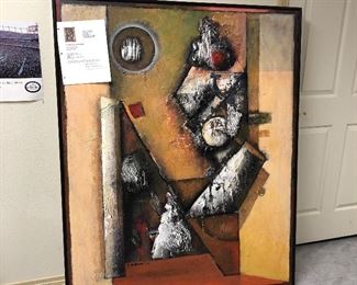Large original Art Work by Italian artist Oskar D'Amico "Materic: Dream House" comes with COA.  Measures 48" x 60".  Comes framed.  Oil on canvas ($900 OBO)