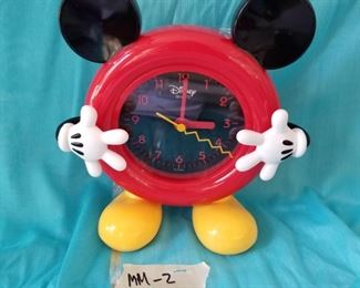 MM-2 ($20) New in Box Mickey Mouse Clock (Battery Operated).  Plastic casing.  Measures 8" tall.h
