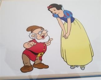 ART-17 ($300)  Disney's "Snow White And Doc" LE Serigraph Cel With COA.  Comes framed and matted (plexiglass).  Measures 21" x 17" framed.