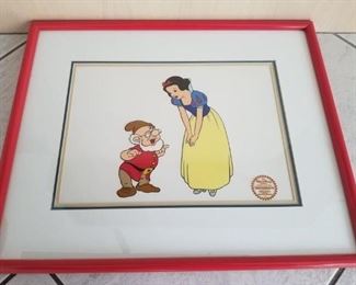 ART-17 ($300)  Disney's "Snow White And Doc" LE Serigraph Cel With COA.  Comes framed and matted (plexiglass).  Measures 21" x 17" framed.