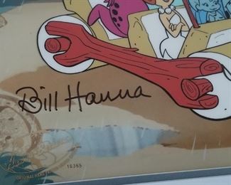 ART-7 ($400) The "Flintstones Windshield Wiper"Signed Hanna And Barbera With COA ARTIST PROOF AP 25/30.  Meaning there are only 30 of these in existence!  A rare find.   Comes matted and framed with plexiglass.  Measures 19.5" x 17" framed.