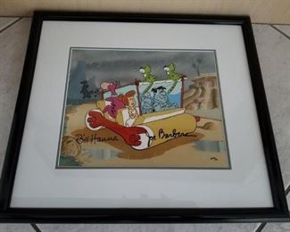 ART-7 ($400) The "Flintstones Windshield Wiper"Signed Hanna And Barbera With COA ARTIST PROOF AP 25/30.  Meaning there are only 30 of these in existence!  A rare find.   Comes matted and framed with plexiglass.  Measures 19.5" x 17" framed.