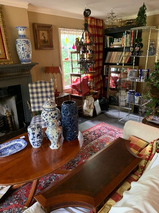 A peak into the living room filled with antiques and decorative arts!