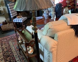 French Empire floor lamp with new silk string shade