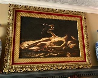 Beautiful Italian Original oil painting in an antique plaster frame