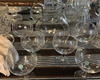 Tiffany and company pitcher and wine glasses