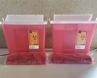 Lot of 2 Medline Biohazard 5QT Disposable Bins