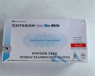 Criterion Clear Blue Nitrile Powder Free Examination Gloves Small Package of 100