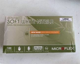 Soft White Nitrile Powder Free Examination Gloves Large Package of 100
