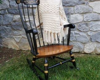 Two-toned Wooden Rocker. 40" high x 22" wide x 29" deep.