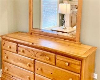 Bassett Pine Triple Dresser 63w x 18d x 33.5h w/ Mirror40 x 48 $185