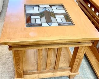 Stain-glass inlaid Mission Style Solid Oak End Table 26 x 26 x 24h $115