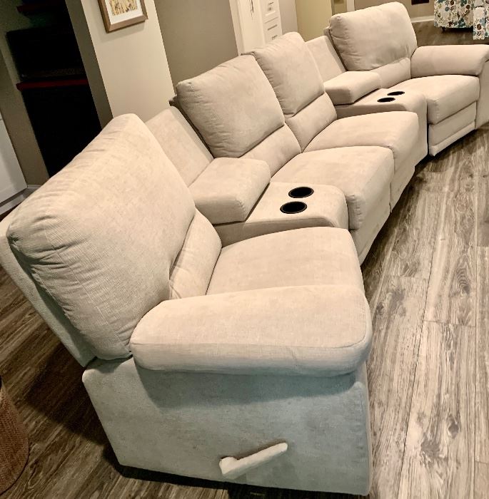 Penny Mustard  5 piece 4 recliner seat Sectional. Only 1.5yrs old. $2995
152 w x 30d x 36/38h