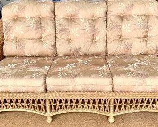 3 section silk upholstered Rattan sofa $500