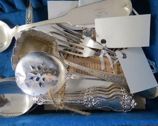 Sterling silver serving pieces.
