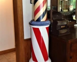 Antique barber pole from owner’s grandfathers shop in Westby, Wisconsin.