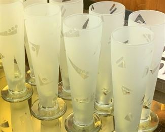 Set of 8 tall frosted pilsner style glasses - $10 - 9 1/2" Tall