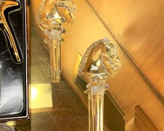2 Crystal Horse Head Wine Stoppers - $15