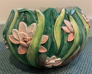 Italian Ceramic Waterlillies Bowl - $20 - 13" x 9"