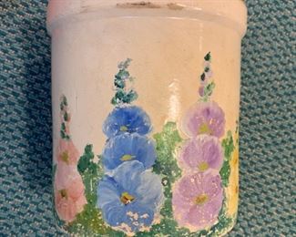 Hand painted small crock - $5 - 6.5"H