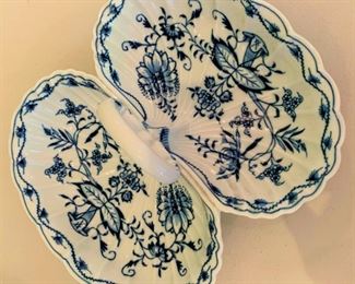 Meissen Blue Onion Shell Divided Dish - $50 - 11" x 9.5"