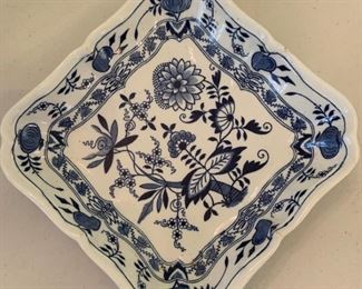 English "Blue Meissen" Square Dish - $10 - 8"