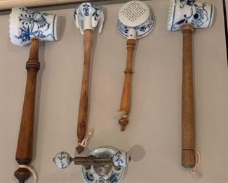 Porcelain Blue Onion Pattern Utensils - $30 - Longest is 12"