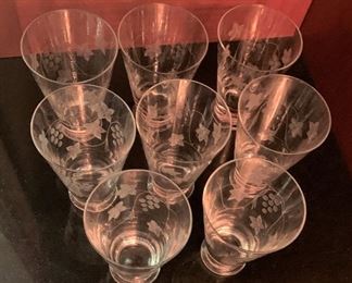 Alternate view - 8 Short and 8 Tall Etched Glasses - Short 4"H x 4"W - Tall 5 1/2"H x 3 3/4" - All $30