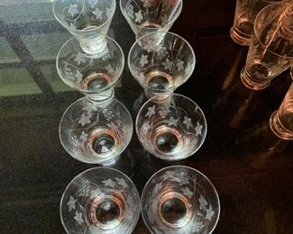 Alternate view - 8 Short and 8 Tall Etched Glasses - Short 4"H x 4"W - Tall 5 1/2"H x 3 3/4" - All $30