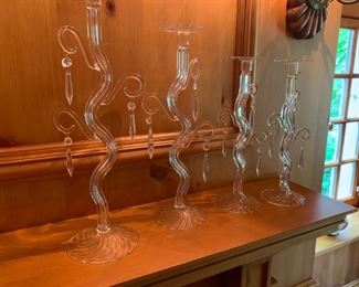 Alternate view - Collection of Glass Candleabras - 14", 16" and 18" - All $35