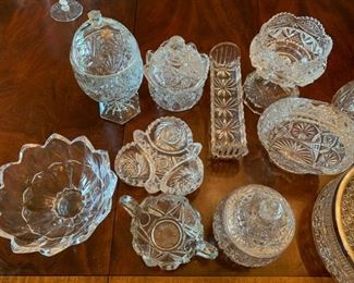 Alternate view - Lot of Cut and Pressed Glass Items - $20 - Oval Tray far right is 14 1/2" for scale