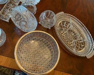 Alternate view - Lot of Cut and Pressed Glass Items - $20 - Oval Tray far right is 14 1/2" for scale