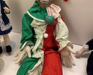 22" Clown - porcelain hands and head - $5