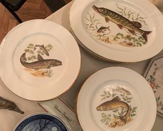 Set of JWK Bavaria Fish Plates and Platters - $300 - 24 Plates at 10", 4 Platters at 15"x11"