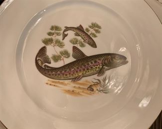 Alternate view - Set of JWK Bavaria Fish Plates and Platters - $300 - 24 Plates at 10", 4 Platters at 15"x11"