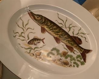 Alternate view - Set of JWK Bavaria Fish Plates and Platters - $300 - 24 Plates at 10", 4 Platters at 15"x11"