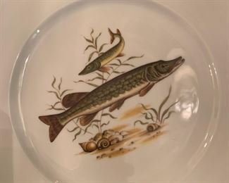 Alternate view - Set of JWK Bavaria Fish Plates and Platters - $300 - 24 Plates at 10", 4 Platters at 15"x11"