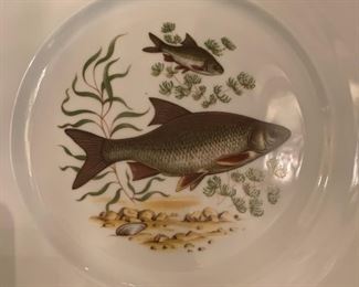 Alternate view - Set of JWK Bavaria Fish Plates and Platters - $300 - 24 Plates at 10", 4 Platters at 15"x11"