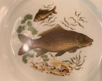 Alternate view - Set of JWK Bavaria Fish Plates and Platters - $300 - 24 Plates at 10", 4 Platters at 15"x11"