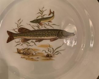 Alternate view - Set of JWK Bavaria Fish Plates and Platters - $300 - 24 Plates at 10", 4 Platters at 15"x11"