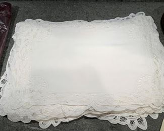 Lot of 18 white scalloped crochted lace placemats with 18 napkins - $50