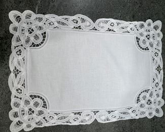 Alternate view - Lot of 18 white scalloped crochted lace placemats with 18 napkins - $50