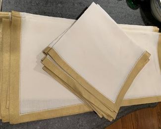 Lot of 14 Linen with Gold Border Napkins - $35
