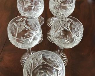 7 Beautiful long stemmed Cut Glass Goblets - 8 1/4" - $125