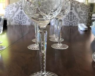 Alternate view - 7 Beautiful long stemmed Cut Glass Goblets - 8 1/4" - $125