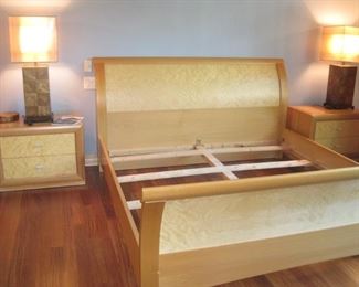 Italian made King Size sleigh style bedroom set. 
